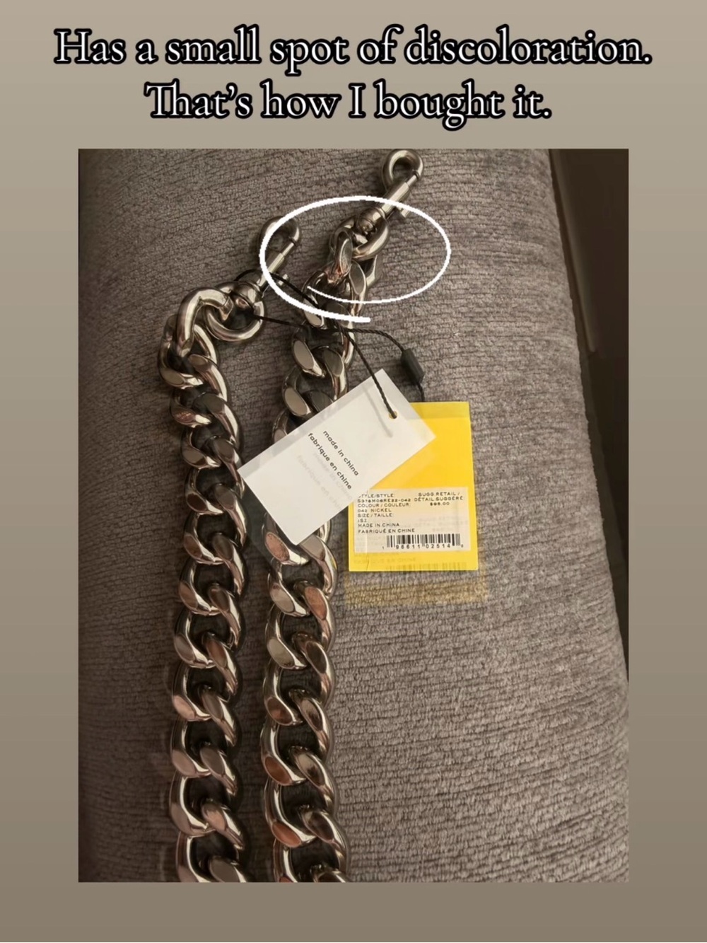 Marc Jacobs Chunky Silver Chain Accent Strap